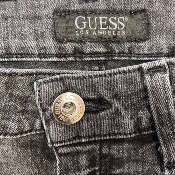 GUESS mens black skinny jeans ripped knees faded size 31 stretchy Denim - Picture 5 of 13